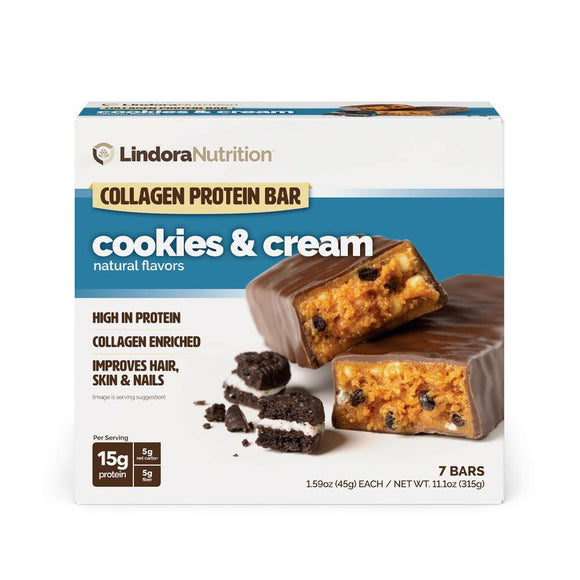 Cookies & Cream Protein Bar with Collagen - Lindora Nutrition
